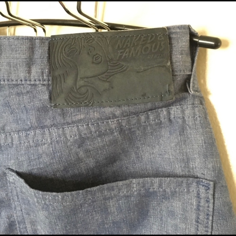 Naked and Famous Skinny Guy Blue Chambray Jeans
